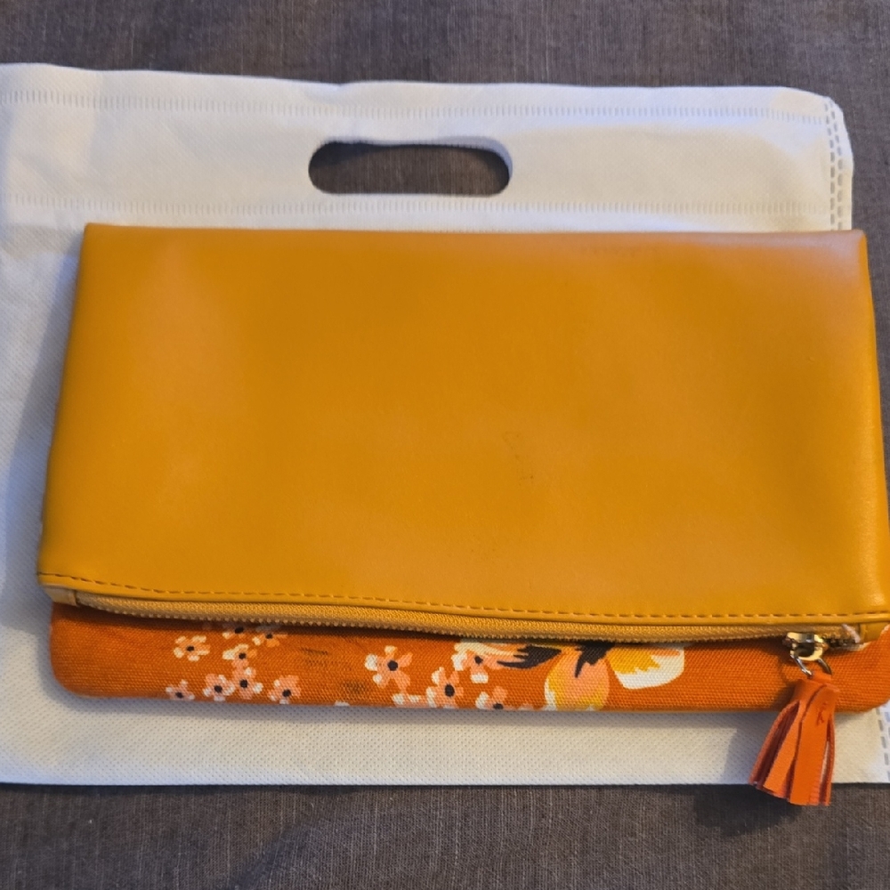 Rachel Pally Yellow Clutch Sleek Design with Cut-Out Handle